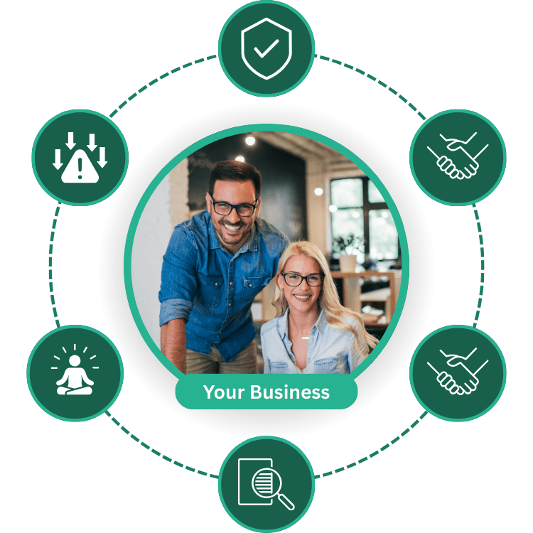 Illustration showing end client working with certified ethical recruitment partners
